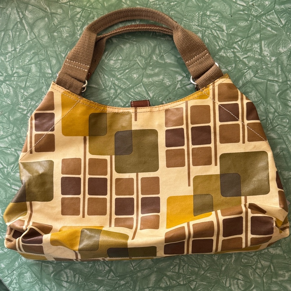 Orla Kiely Geometric Patterned Brown and Green Women's Bag - Picture 2 of 13